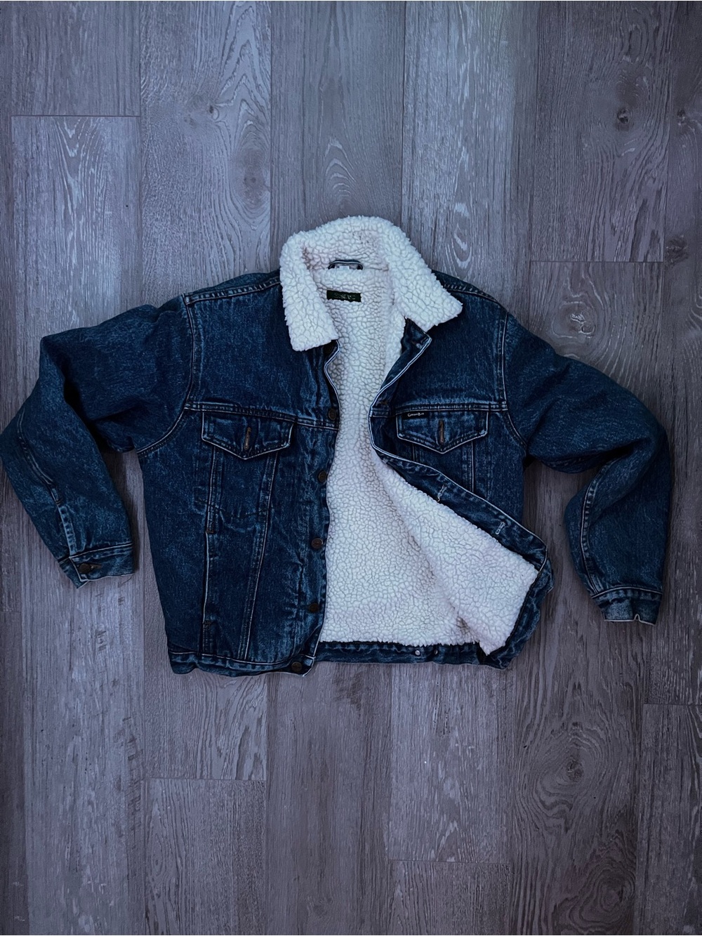 Dark Blue Denim Sherpa-Lined Jacket for Women